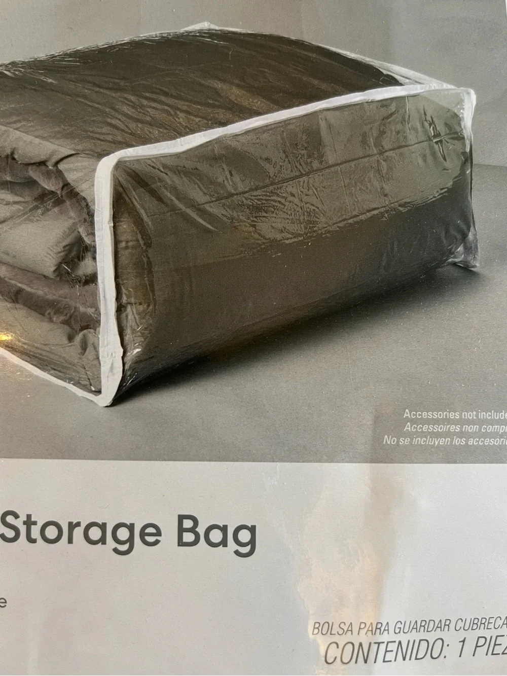 Simply Essential. Comforter Storage Bag. Full seal, zipper visibility to content